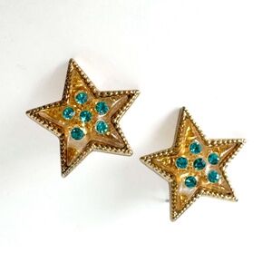 Star Earrings With Teal Crystals by Betsey Johnson Heavens To Betsey Collection